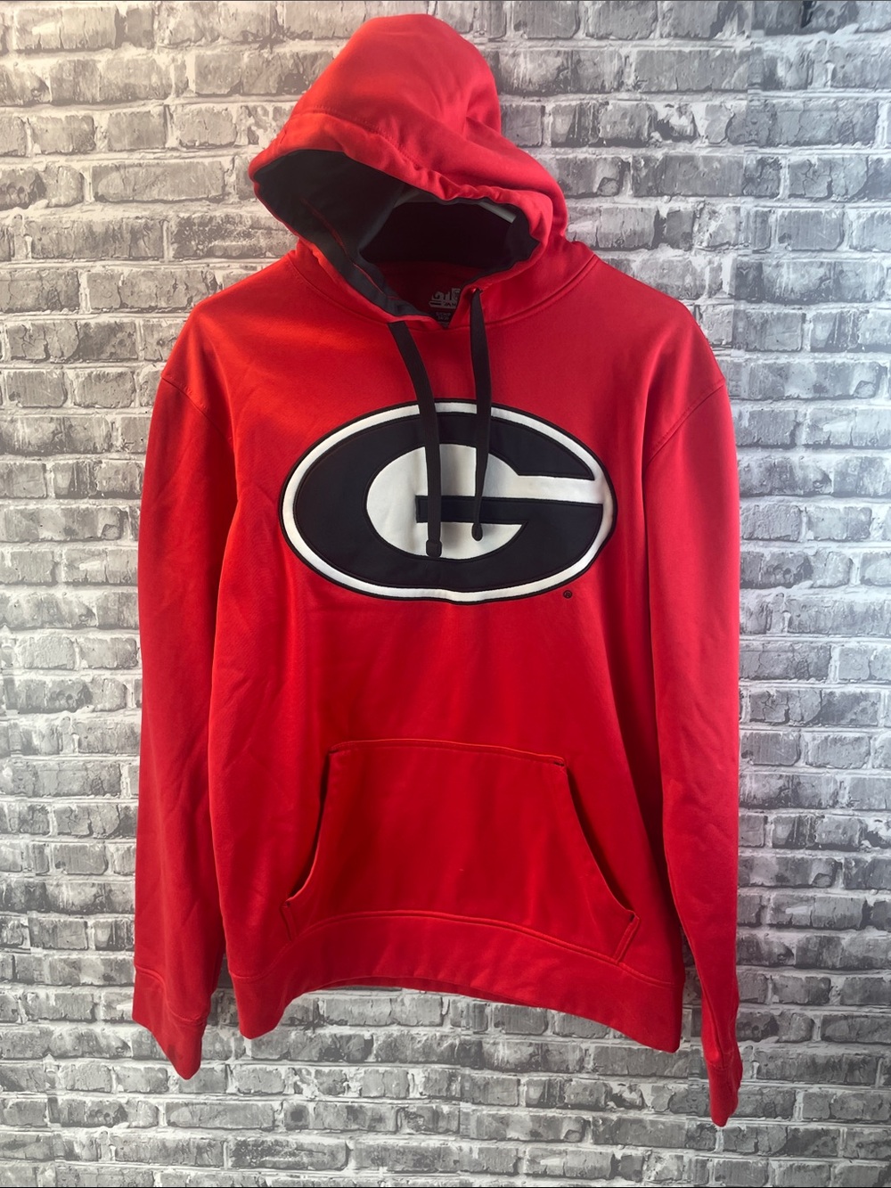 Majestic Red Georgia G Pullover Hoodie with Black & White Logo